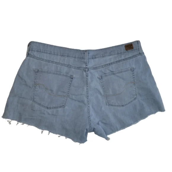Levis Cut Off Fringe Shorts Lightwash Blue Size 14 - Picture 3 of 8